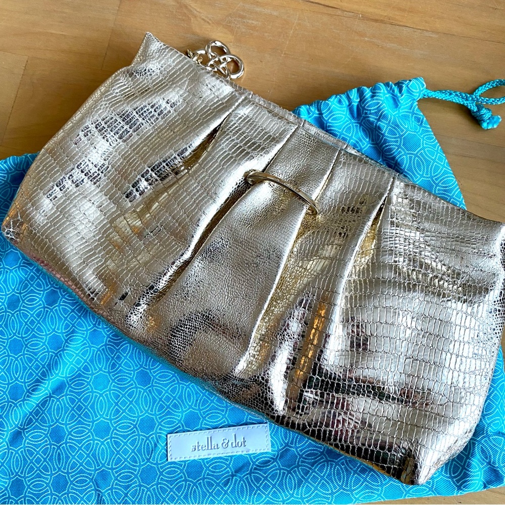 Stella & Dot Gold Clutch Bag Purse